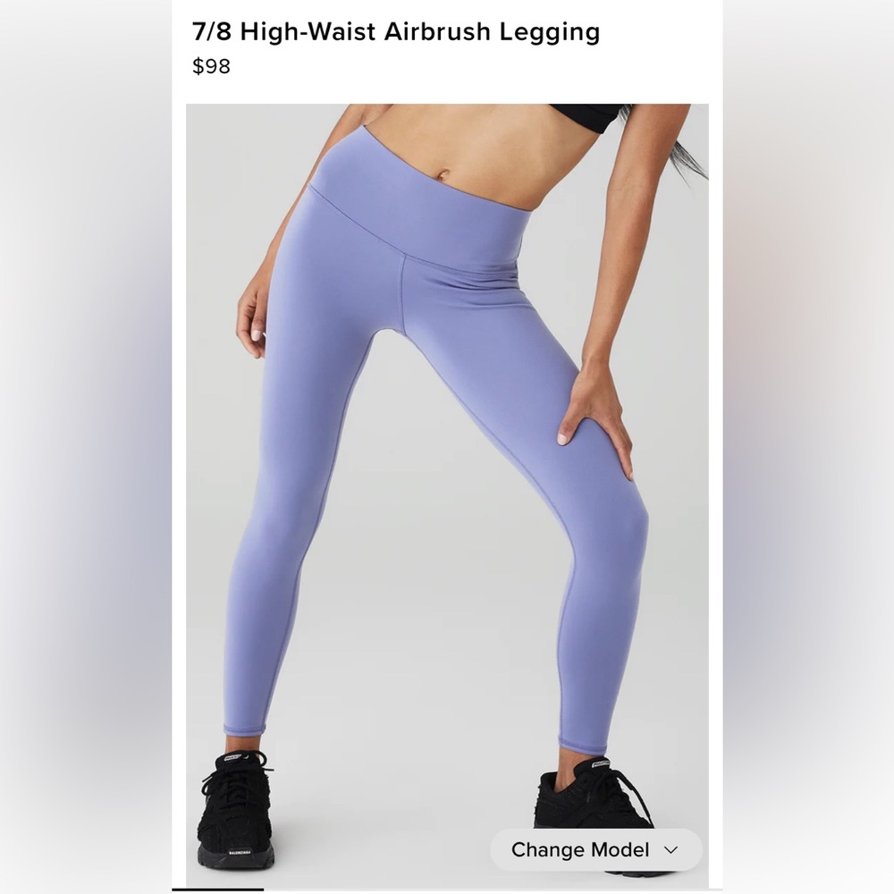 Alo 7/8 high waisted airbrush lavender smoke leggings size M